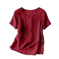 thumbnail image 5 of MEICHEN Women's Fashionable Casual Solid Color Pleated Cotton and Linen Tops Shirts and T Shirts Summer Essentials Tops for Women, 5 of 7