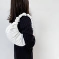 thumbnail image 5 of Retro Mujeres Color puro plisado PU Hombro Axila Bolso Bolsos (Blanco), 5 of 5