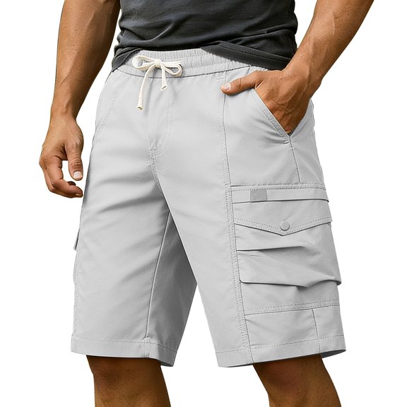 Sevevn Men's Cargo Shorts Elastic Waist Drawstring Multi-Pocket Quick Dry Casual Utility Shorts