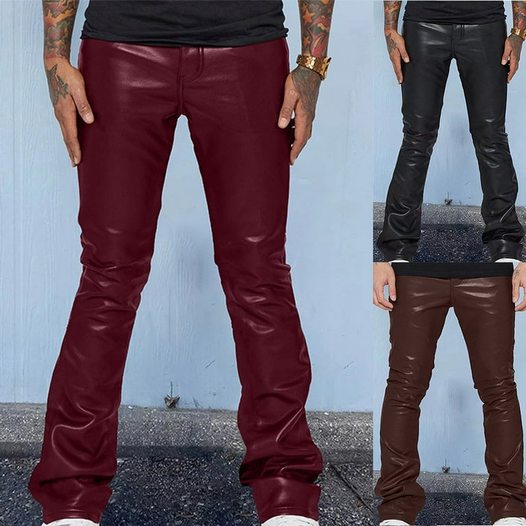 Red leather 2024 pants mens
