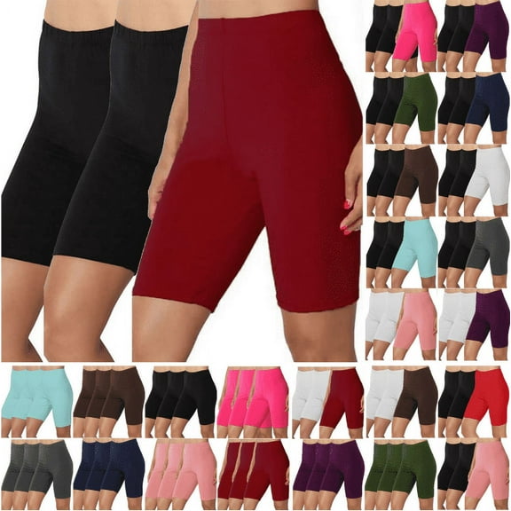QATAINLAV Pajama Shorts for Women 3 Pack Summer Short Yoga Legging Pants High Waist Seamless Gym Sports Shorts Solid Casual Biker Shorts Three Part Leggings Lightning Sales Today Gray L