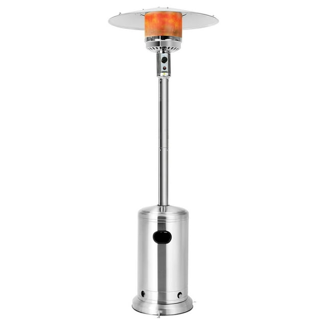 Gymax Chauffage au Gaz LP sur Pied pour Patio 48000 BTU en Acier Inoxydable au Propane avec Roues Argent