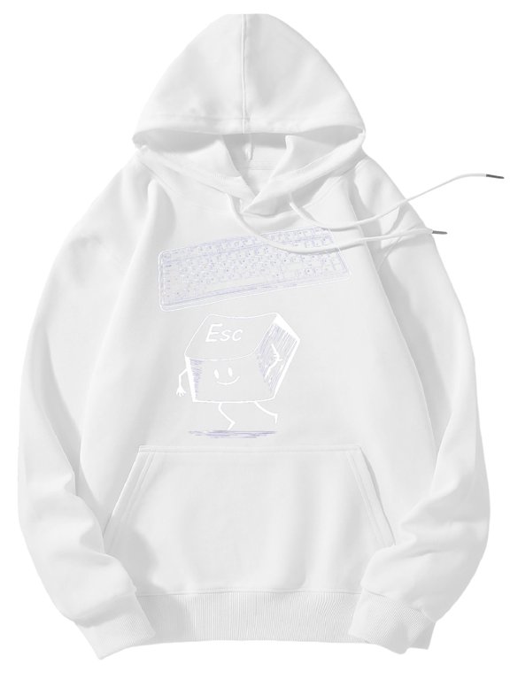 Men's Pocket Graphic Hooded Pullover, Esc Key Running from Keyboard, Sizes S-2XL