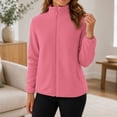 thumbnail image 6 of Annhoo Womens Fleece Full Zip Jackets Stand Collar Casual Solid Color Fall Winter Outerwear Coat with Pockets, 6 of 9