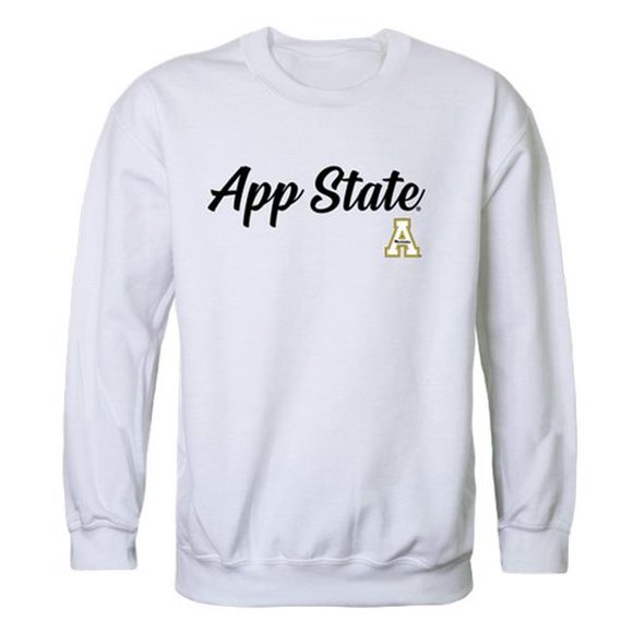 W Republic 556-104-WHT-05 Men Appalachian State Mountaineers Script Crew Fleece&#44; White - 2XL