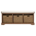 thumbnail image 6 of SAFAVIEH Lonan 3 Wicker Basket Storage Bench with Cushion Top, Walnut/White, 6 of 19