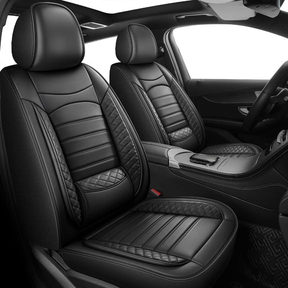 Car Seat Covers Fit for Chevrolet Malibu 2009-2026: 5 Seats Faux Leather Waterproof Seat Protectors (Black) - 2 Rows