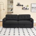 thumbnail image 4 of 79" Multi-functional Storage Loveseat Sofa Couch,Teddy Upholstered 3 Seat Sofa for Living Room,Bedroom,Office,Black, 4 of 7