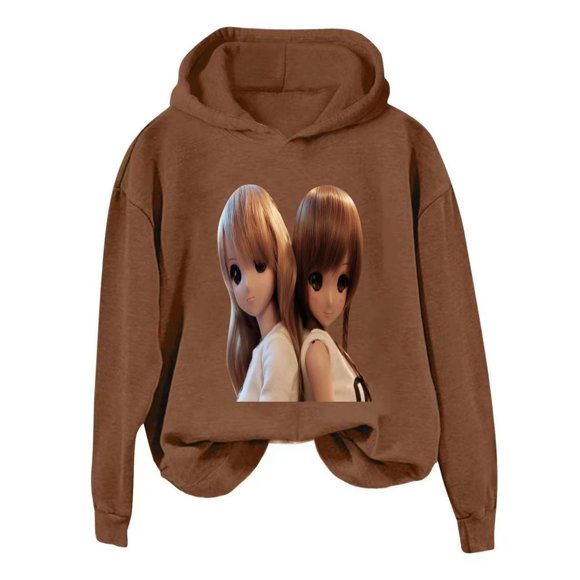 Long Sleeve Hooded Sweatshirt Women Snap Hoodie Tan Hoodie Sweatshirt Dress Women Casual Light Long Sleeve Anime Hoodies Casual Hooded Unisex Clothing Brown L