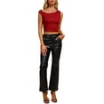 thumbnail image 2 of INSPIRE CHIC Women's Sequin Off Shoulder Sleeveless Y2K Going Out Crop Tank Top XS Red, 2 of 6