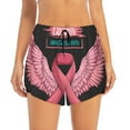 thumbnail image 2 of Balery Ribbon With Angel Wings Pantalones cortos deportivos para mujer con forro y dos bolsillos, elásticos, para entrenamiento, gimnasio, yoga-Medium, 2 of 7