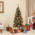 thumbnail image 2 of Costway 5 FT Pre-Lit Christmas Tree Slim Pencil Hinged with 200 Lights & 408 Branch Tips, 2 of 10