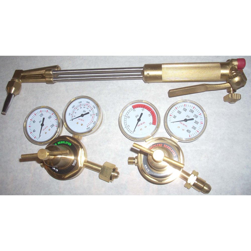 18" Cutting Torch Regulator Kit LP Propane 90 Deg Head w Tip Size 1