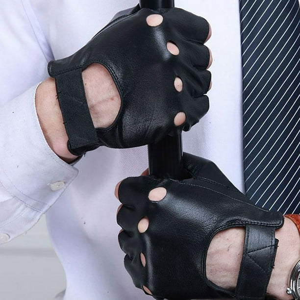 De Guantes De Piel Sintética Para Hombre, Guantes Deportivos Sin Dedos, Guantes De Medio Dedo, Guantes Para Conducir En Bicicleta 1 Par Eigraketly OD011179-00