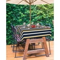 thumbnail image 3 of Fsddascl Orange Navy Blue Outdoor Tablecloth - 60x102 Inch Rectangle Dining Table Cover, Modern Abstract Vertical Striped Waterproof Outdoor Table Cloth with Umbrella Hole & Zipper for Picnic/Patio, 3 of 7