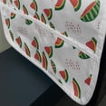 thumbnail image 3 of Watermelon Microwave Oven Cover, Hand Drawn Doodles of Juicy Fruit Slices, Water Resistant Organizer with Pockets for Kitchen, 36" x 12", Coral Olive Green, by Ambesonne, 3 of 4
