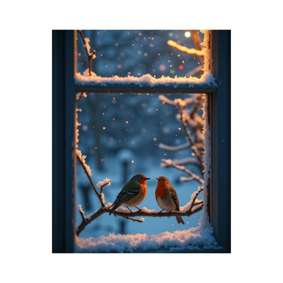 Paint by Numbers Kit for Adults, Winter Birds Snowy Window Scene Paint by Numbers, Easy Paint by Numbers Kit for Adults Beginner, DIY Adult Paint by Number Kits on Canvas, Home Decor