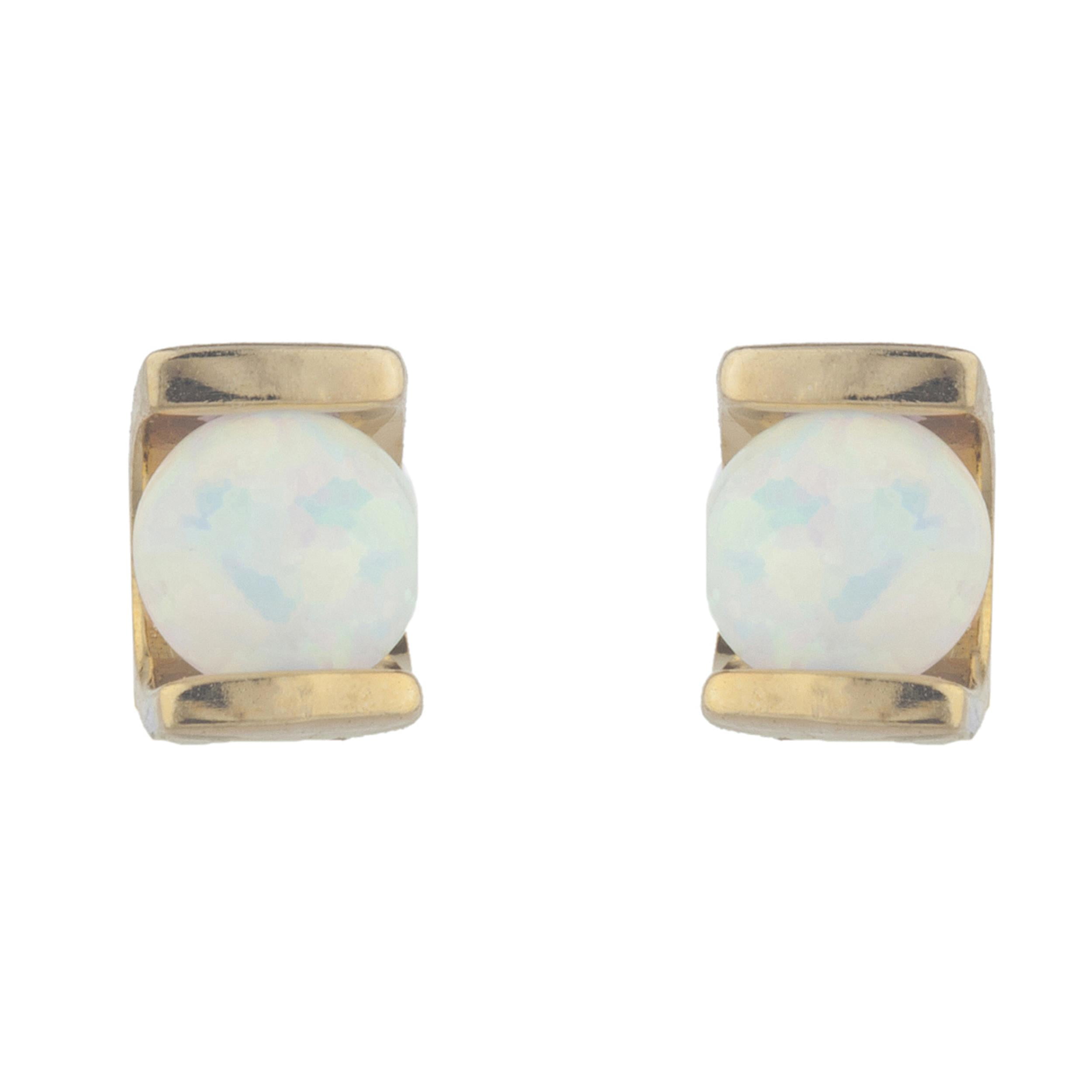 Elizabeth Jewelry 14Kt Yellow Gold Plated Opal Half Channel Stud elizabeth-jewelry-14kt-yellow-gold-plated-opal-half-channel-stud