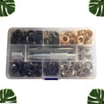 thumbnail image 2 of MasteelfCA 10mm Inner Diameter Grommets Kit Metal Grommets Eyelets Button Install Tool Kit For Shoes Clothes (25 Sets of 4 Colors Eyelets Button + Tools + Storage Box), 2 of 7