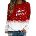 thumbnail image 2 of Mode Femme Col Rond Noël Manches Longues Hauts Blouse Pull Chandail en Molleton, 2 of 5