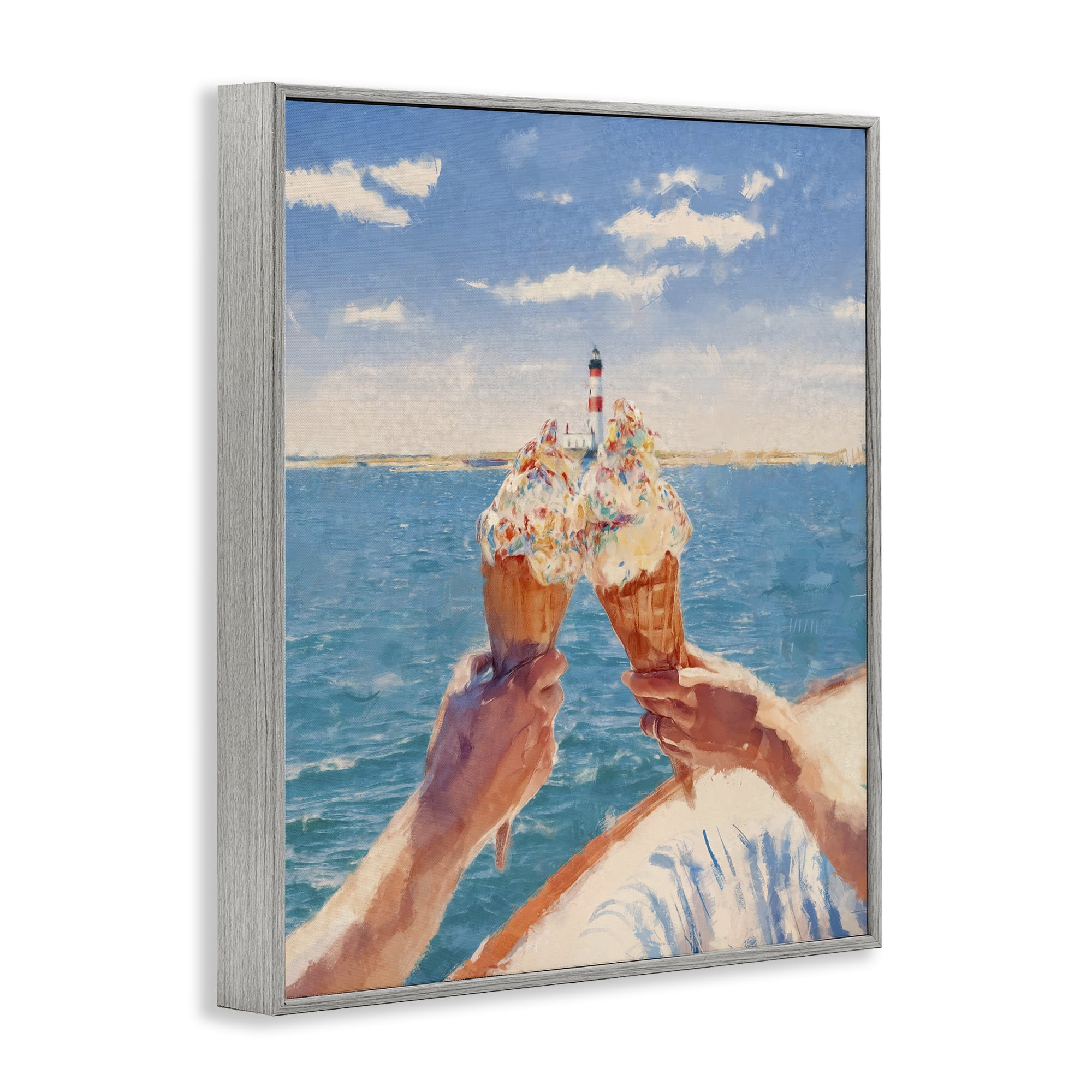 Ice Cream Cheers on Boat Gray Framed Giclee Art, design by Ziwei Li