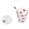 thumbnail image 4 of Chiciris Taza de Vidrio Con Patrón de Fresa, Resistente al Calor, Taza de Jugo de Café con Tapa de Paja, Capacidad de 300ml para batido, Seguro para microondas, 4 of 7