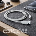 thumbnail image 2 of Powertek Ultra 6ft USB-A to USB-C Cable, White, Braided Silicone, Fast Data Transfers, Durable Tangle-Resistant Charging Cable, 2 of 6
