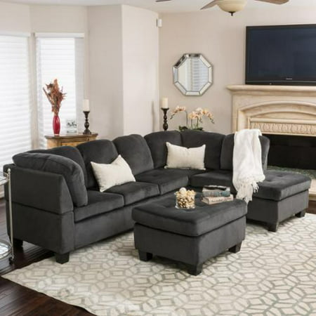3-Pc Canterbury Sectional Sofa Set in Charcoal