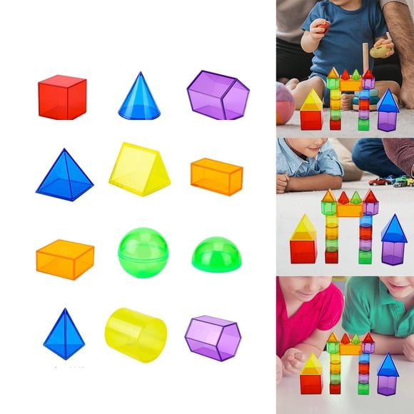 12 Bloques De Patrones Transparentes Sensoriales De Color Para Juegos Hugo Sólidos Geométricos