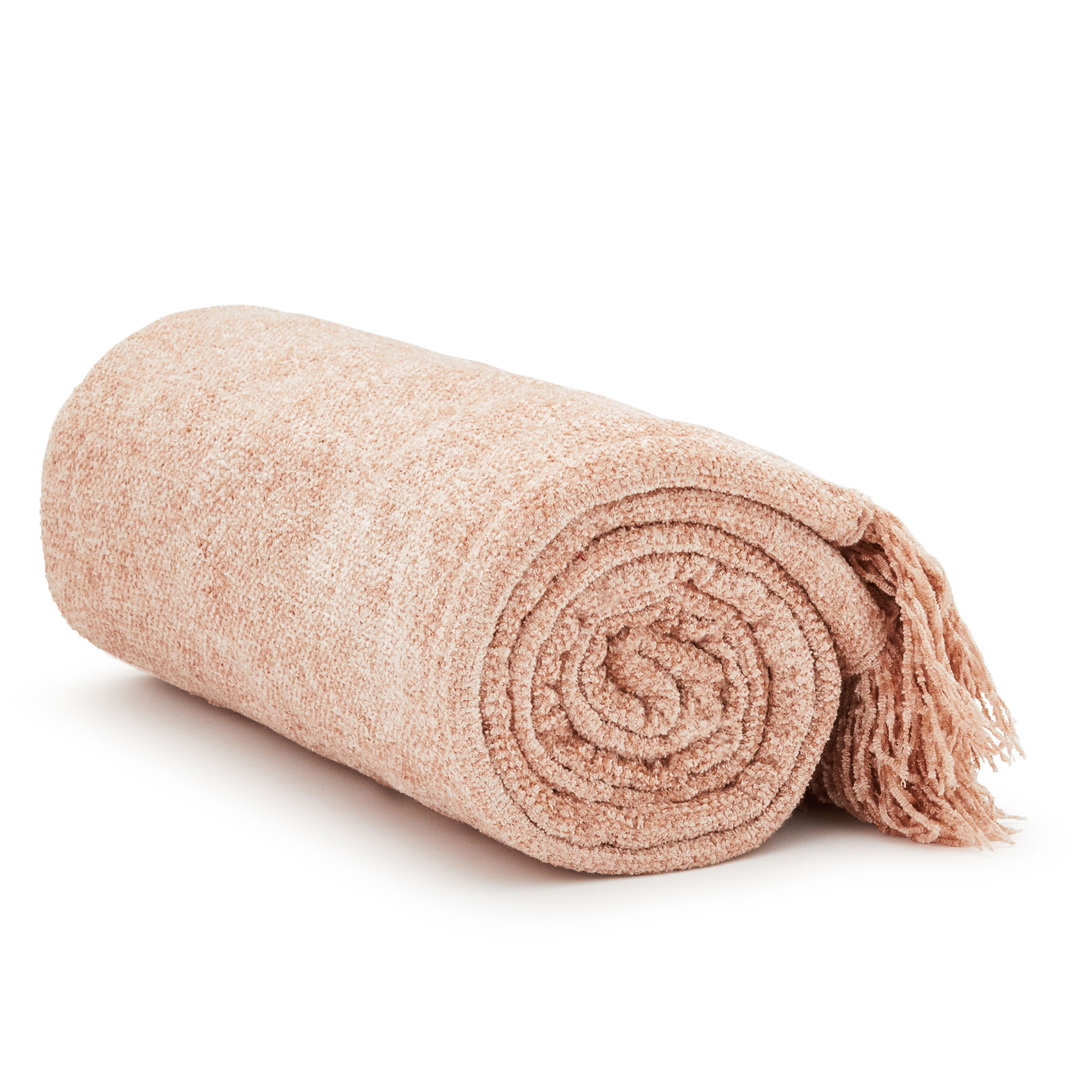 Americanflat Chenille Throw Blanket in Blush Pink - Breathable Polyester with Decorative Fringe - Wrinkle and Fade Resistant - 50" x 60"