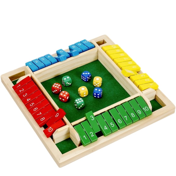 1-4 Players Shut The Box Dice Game,10 Numbers Traditional Wooden Pub Bar Board Game,Family Classics Tabletop Version Games for Classroom,Party,or Pub