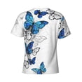 thumbnail image 6 of Vsdgher Blue Flying Butterflies Print Men's Dry Fit Mesh Athletic Shirts Moisture Wicking Tennis T-Shirt Tops, 6 of 9
