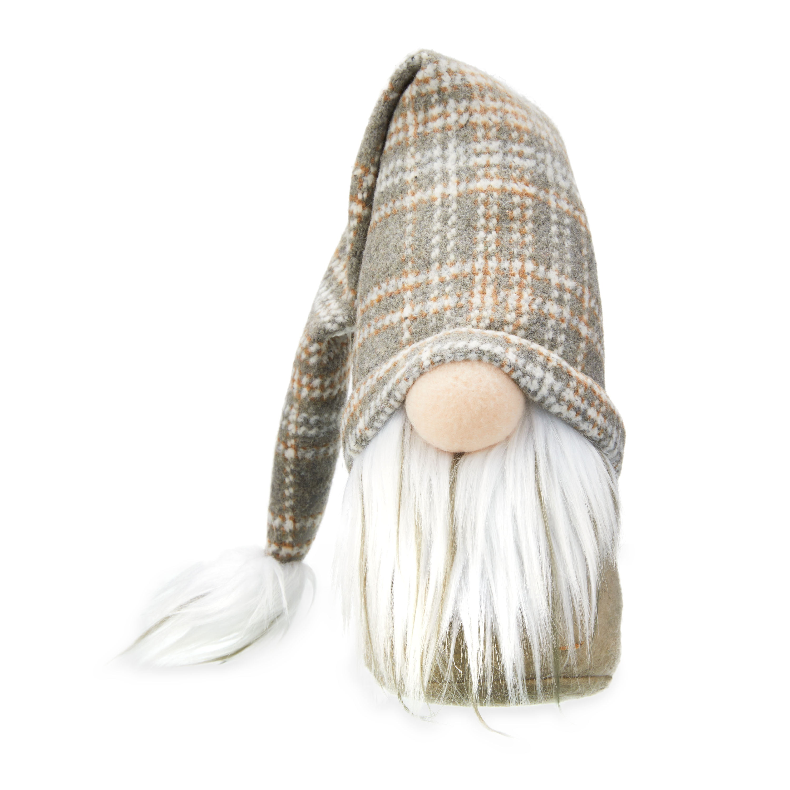 WAY TO CELEBRATE! Way to Celebrate Harvest Gray Plaid Hat Gnome Decoration