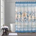 thumbnail image 5 of Blue Coastal Bathroom Shower Curtain, Eucalyptus Leaves Starfish Shells Retro Summer Waterproof Washable Soft Bath Curtain for Bathtub Decor with 12 Hooks&Grommet, 72x72 Inch, 5 of 9