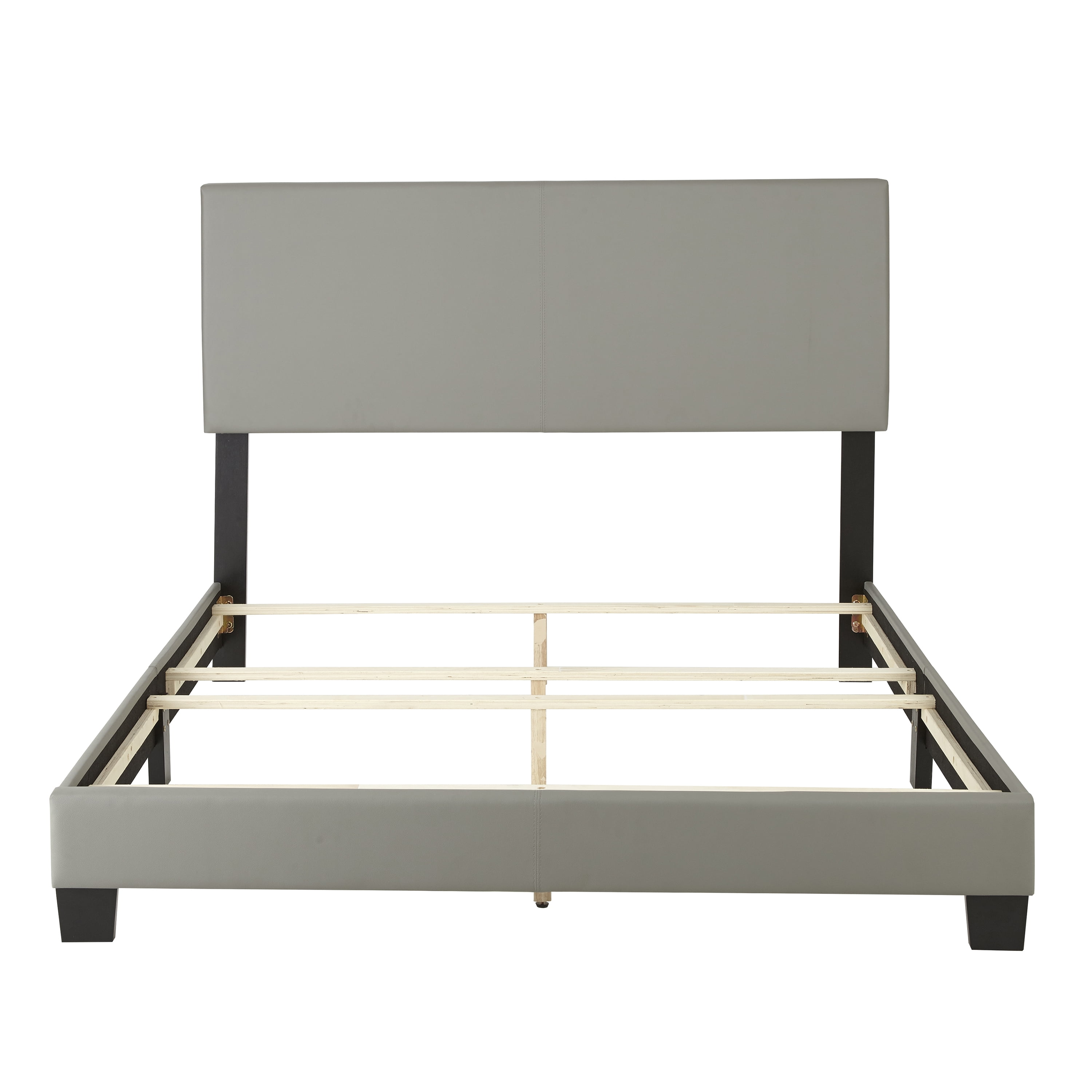 Boyd Sleep Florence Gray Faux Leather King Size Fully Upholstered Platform Bed Frame with Adjustable Headboard, Qualified Box Spring or Foundation Required for Use
