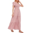 thumbnail image 7 of LUSMAY Women's Summer Casual Floral Print Party Wrap Maxi Dresses Short Sleeve A Line Long Tiered Sun dress, 7 of 7