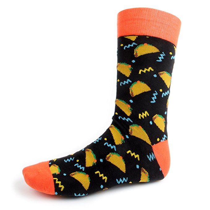 Boxedgifts Men’s Fun Taco Woven Crew Novelty Socks