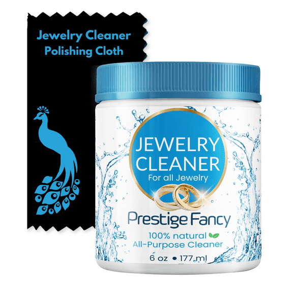 Deluxe Jewelry Cleaner, Restores and Shines Jewelry Cleaner Solution, 6 OZ Liquid Cleaning Brush and Polishing Cloth Kit, for All Jewelry Precious Stones, Metal Gold & Silver, Diamond Ring Cleaner