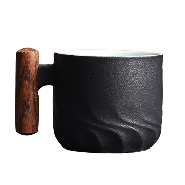 Taza de café con mango de madera, taza de café de cerámica, pastilla de café, taza de té de cerámica, taza pequeña de café o té de 70ml.