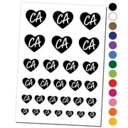 CA California State in Heart Water Resistant Temporary Tattoo Set Fake Body Art Collection - Brown