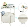 thumbnail image 2 of Round End Side Table, Sofa Side Snack Table with Fabric Storage Basket, Small bed Nightstand for Living Room Bedroom,White, 2 of 10