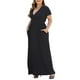 thumbnail image 3 of Vestido largo COSSEN para mujer, talla grande, cuello en V con bolsillos, negro, 3 of 5