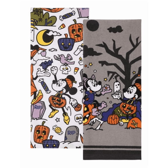 Disney Halloween Kitchen Towels, 2-Pack Cotton Set, 15 x 26 Inches, Pumpkin Design