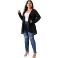 thumbnail image 3 of DARING DIVA Women's Plus Sequin Long Sleeve Open Front Outerwear Coat 3X Black, 3 of 6