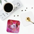 thumbnail image 5 of Kll Square Drink Coasters Set Of 4,Pu Leather Absorbent Coasters Set Decorative Coffee Cup Coasters Housewarming Gift For Home Decor-Pink Pig, 5 of 9