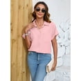 thumbnail image 5 of HOWCOME Button Down Shirts for Women Short Sleeve Business Casual Tops Work Blouses Pink X-Large, 5 of 5