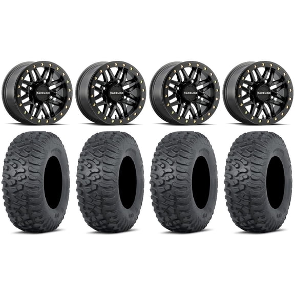 Raceline Ryno Bdlk 15" Wheels Bk 32" Terra Hook Tires Polaris RZR XP 1000 / PRO XP / Ranger XP 900/1000