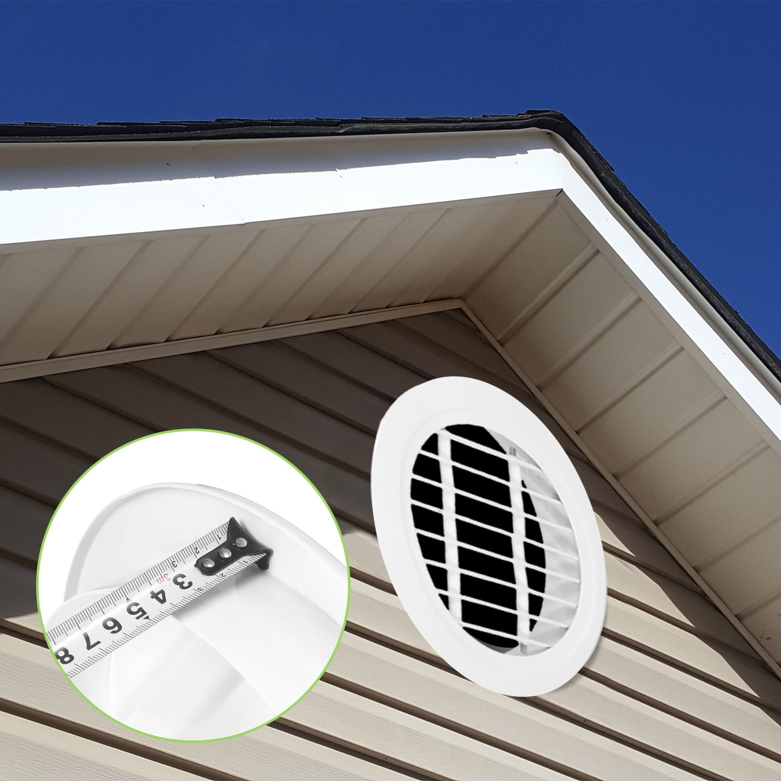 Uxcell 3.9" Round Air Vent, Single Louver Grille Cover Aluminum Alloy Soffit Vent HVAC Ventilation for Ceiling Wall Roofing Bathroom Kitchen Garage Duct Shed Garage, White