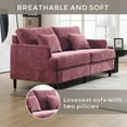 thumbnail image 4 of MOONMISS Chenille Upholstered Mid Century Modern Wood Frame Loveseat-Pink, 4 of 6