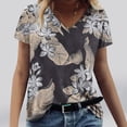 thumbnail image 3 of Camiseta informal para mujer con estampado floral y cuello en V, manga corta, jersey, blusa, tops Fridja  zx4029, 3 of 5